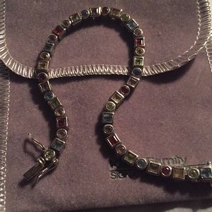 Multi color stone sterling silver bracelet